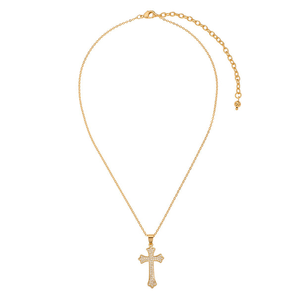 CRYSTAL STONE CROSS NECKLACE