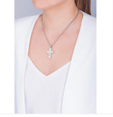 RHODIUM CROSS NECKLACE