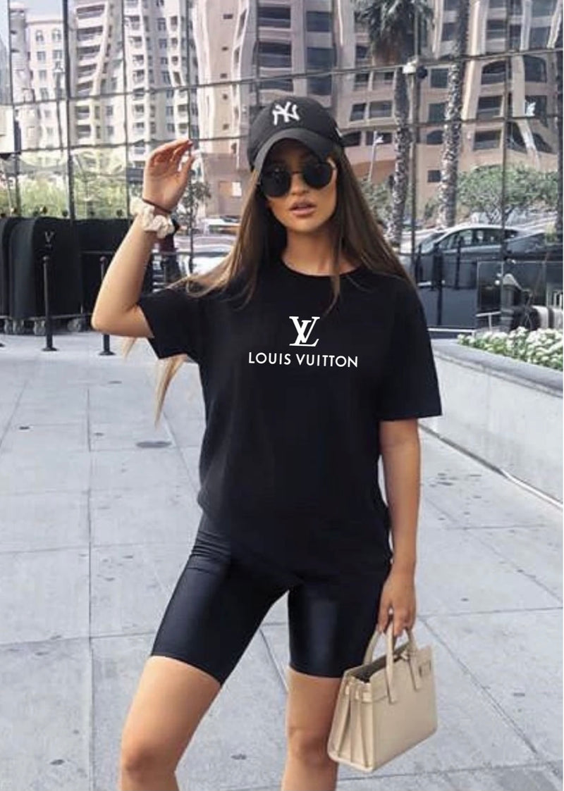 LV Black T-Shirt Dress